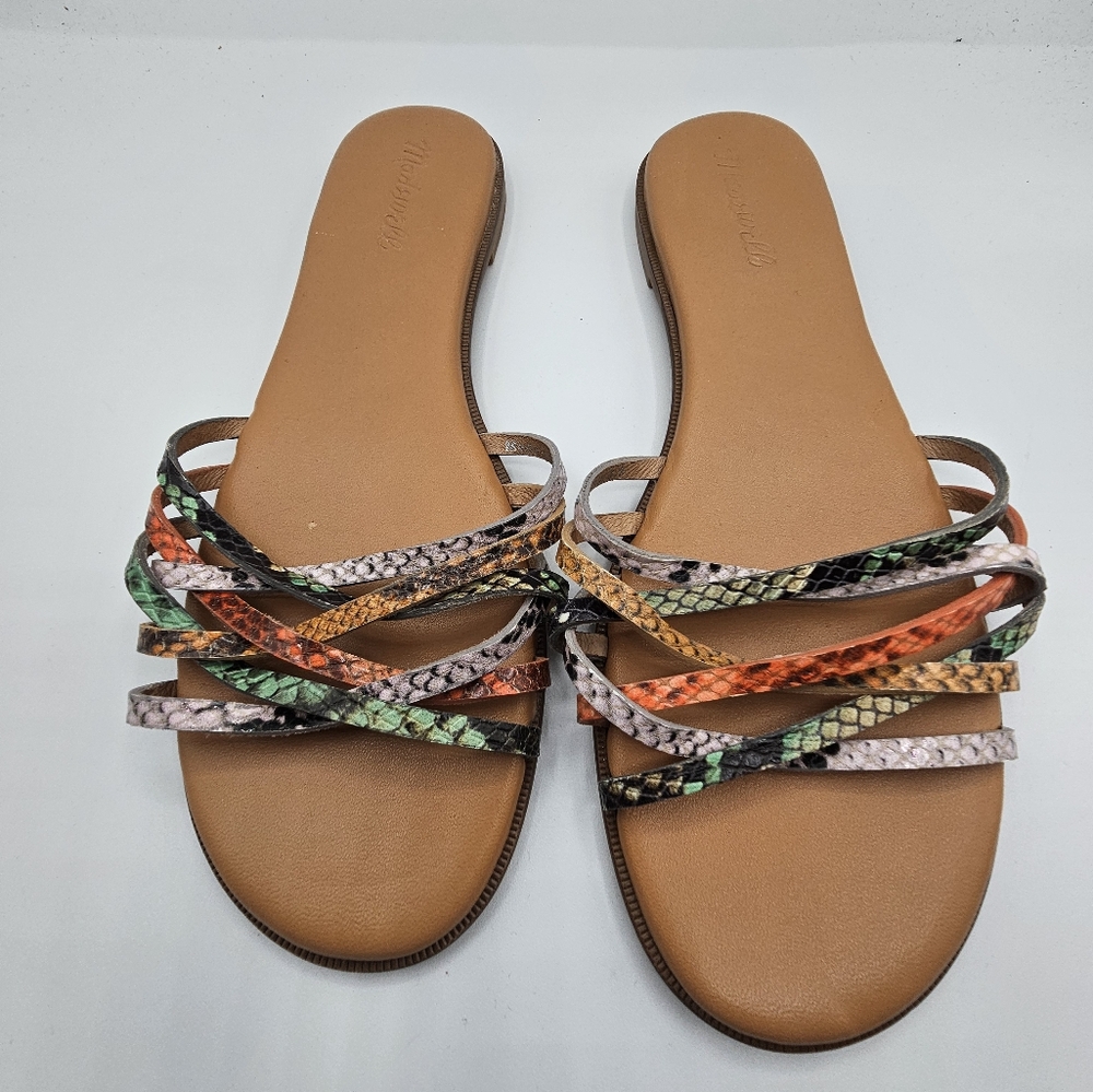 Madewell Tracie Crisscross Strap Snakeskin Pattern Sandals